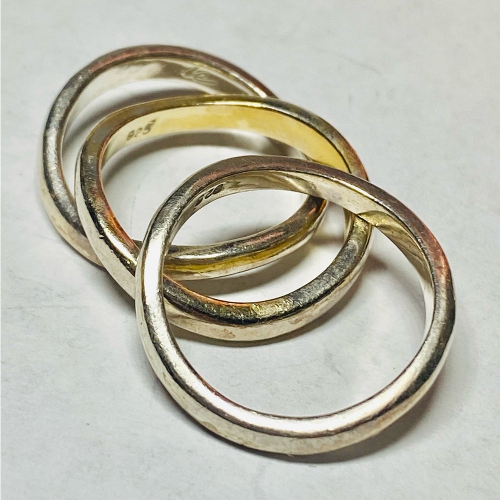 925 Silver Interlocking Ring Sz. 7.5 - image 2